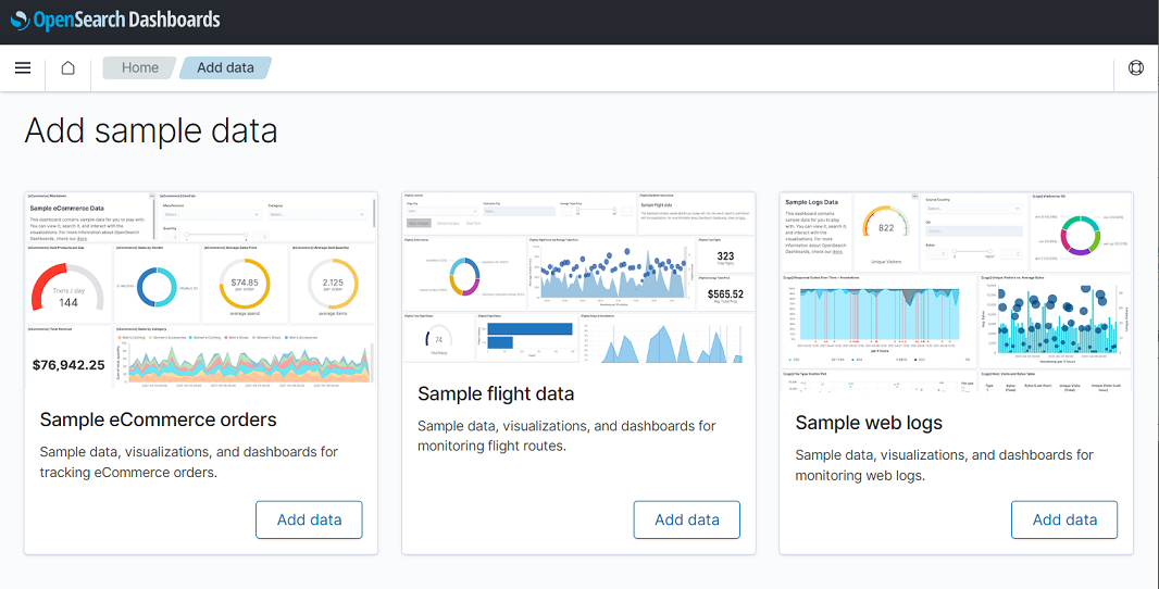 OpenSearch sample data